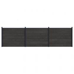 Panel ogrodzeniowy 3 pcs WPC i aluminium Czarny