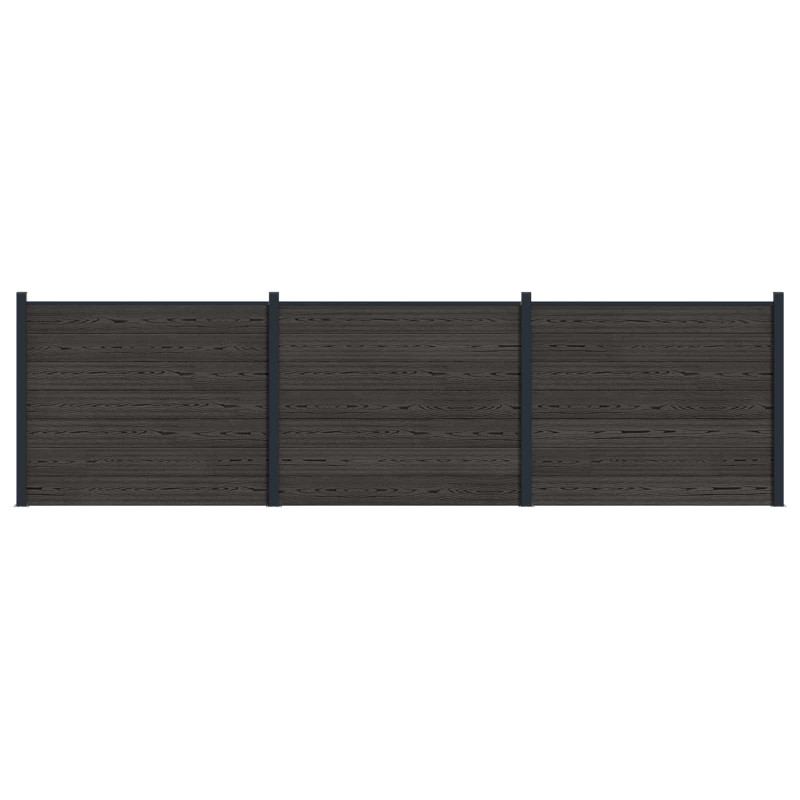 Panel ogrodzeniowy 3 pcs WPC i aluminium Czarny