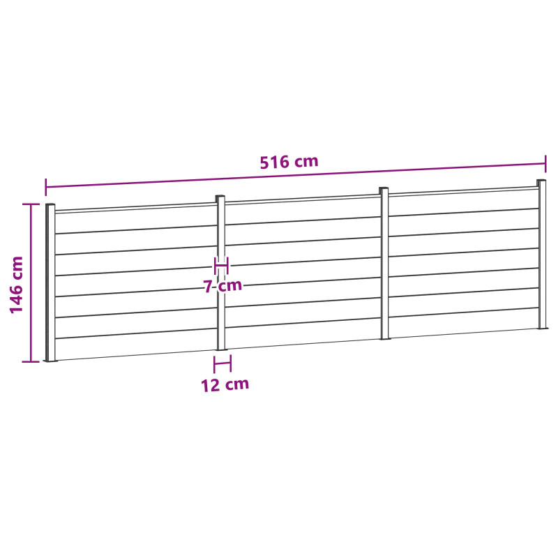 Panel ogrodzeniowy 3 pcs WPC i aluminium Czarny