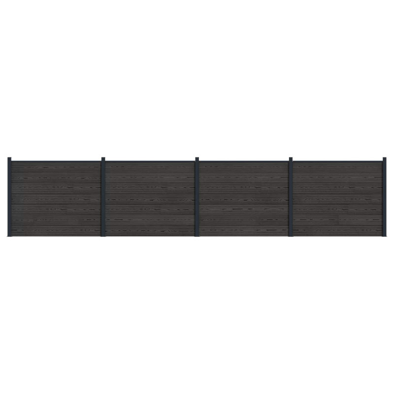 Panel ogrodzeniowy 4 pcs WPC i aluminium Czarny