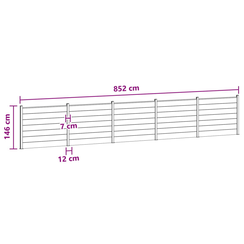 Panel ogrodzeniowy 5 pcs WPC i aluminium Czarny