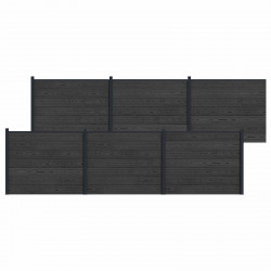 Panel ogrodzeniowy 6 pcs WPC i aluminium Czarny