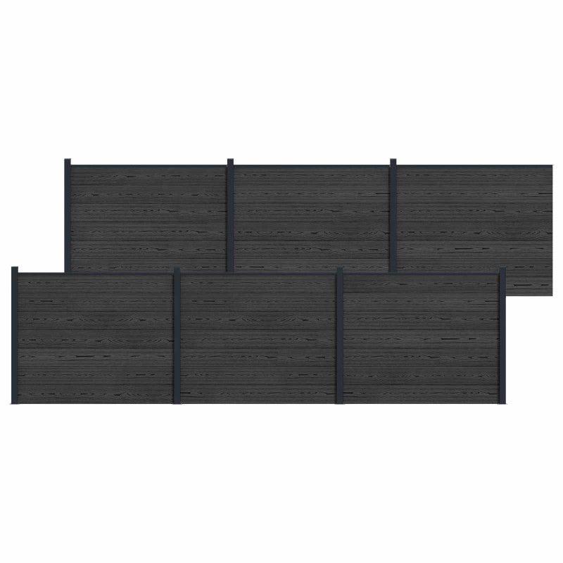 Panel ogrodzeniowy 6 pcs WPC i aluminium Czarny