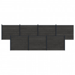 Panel ogrodzeniowy 7 pcs WPC i aluminium Czarny