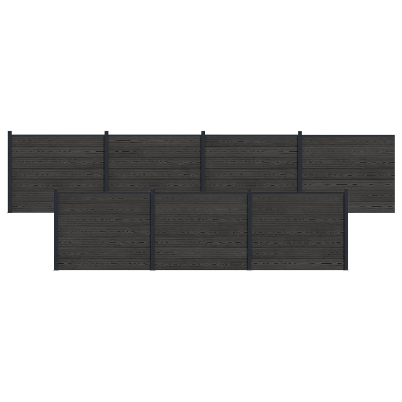 Panel ogrodzeniowy 7 pcs WPC i aluminium Czarny