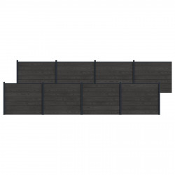 Panel ogrodzeniowy 8 pcs WPC i aluminium Czarny