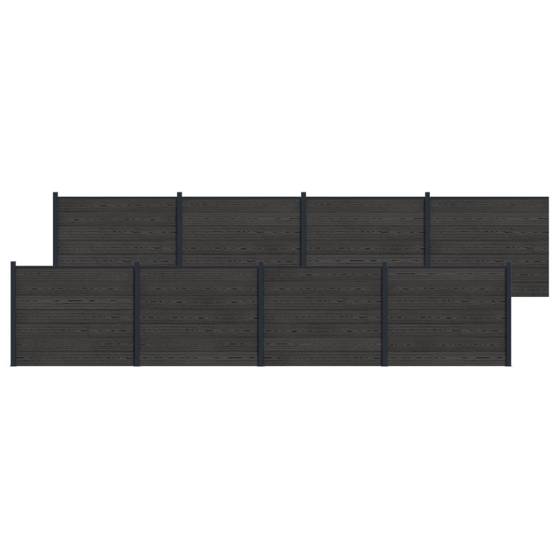 Panel ogrodzeniowy 8 pcs WPC i aluminium Czarny