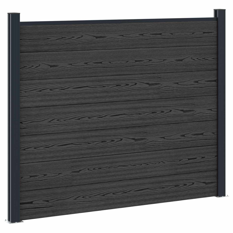 Panel ogrodzeniowy 8 pcs WPC i aluminium Czarny