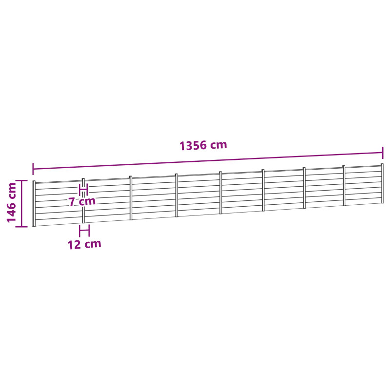Panel ogrodzeniowy 8 pcs WPC i aluminium Czarny