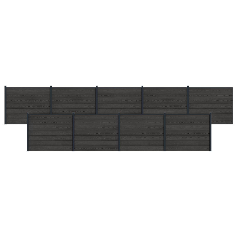 Panel ogrodzeniowy 9 pcs WPC i aluminium Czarny