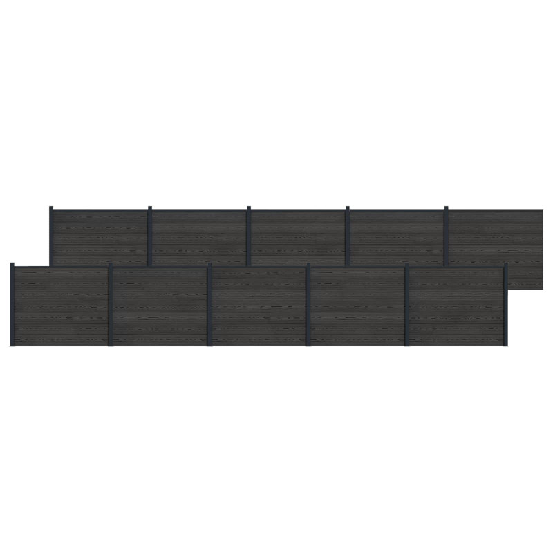 Panel ogrodzeniowy 10 pcs WPC i aluminium Czarny