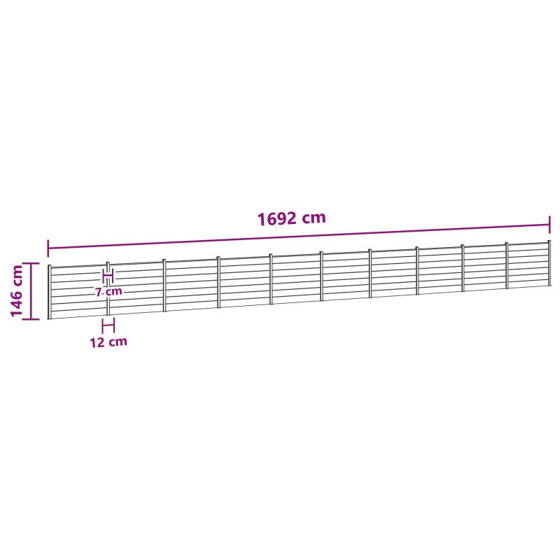 Panel ogrodzeniowy 10 pcs WPC i aluminium Czarny