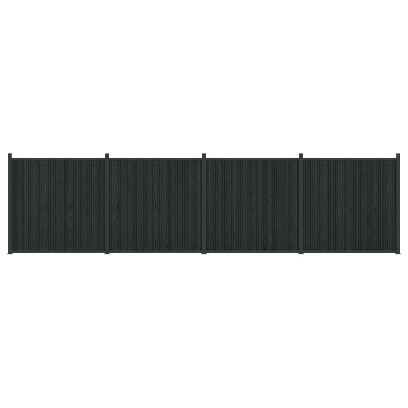 Panel ogrodzeniowy 4 pcs WPC i aluminium Czarny