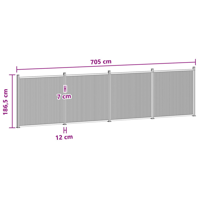 Panel ogrodzeniowy 4 pcs WPC i aluminium Czarny