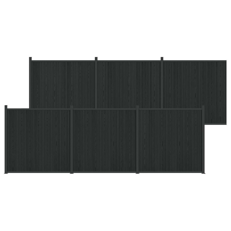 Panel ogrodzeniowy 6 pcs WPC i aluminium Czarny