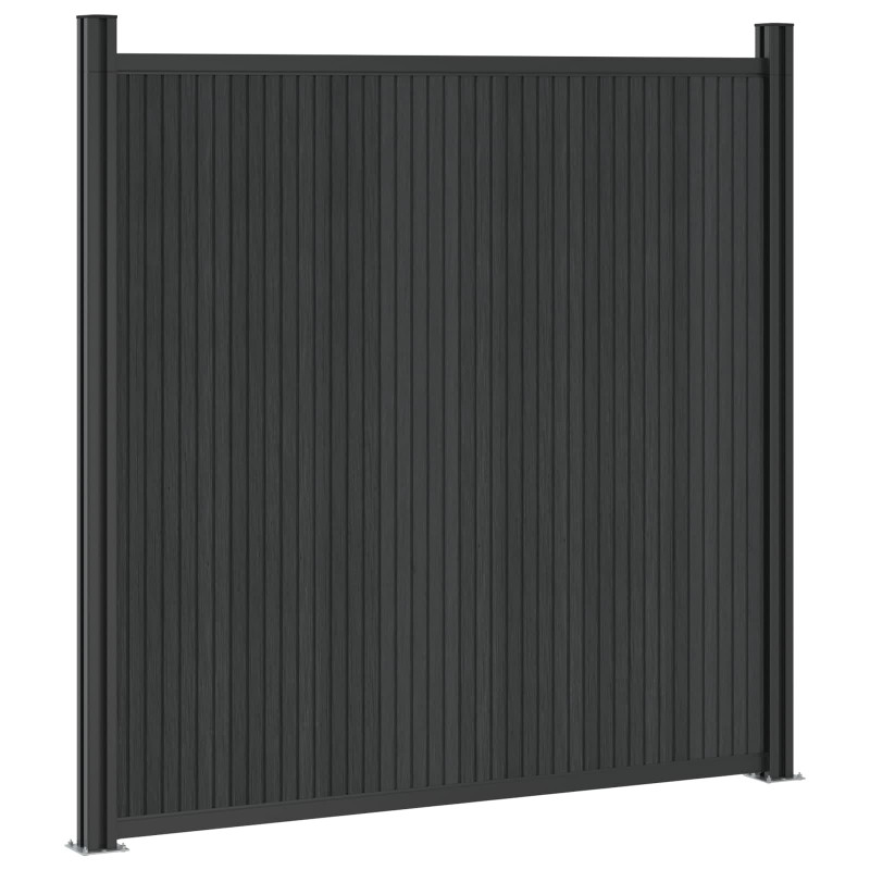 Panel ogrodzeniowy 7 pcs WPC i aluminium Czarny