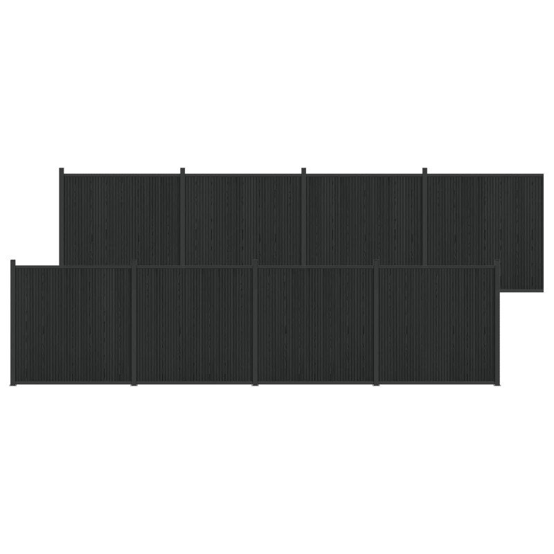 Panel ogrodzeniowy 8 pcs WPC i aluminium Czarny