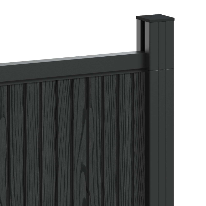 Panel ogrodzeniowy 9 pcs WPC i aluminium Czarny