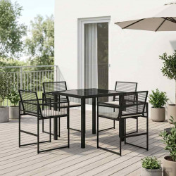 Zestaw do jadalni w ogrodzie 5 pcs Czarny polirattan