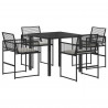Zestaw do jadalni w ogrodzie 5 pcs Czarny polirattan