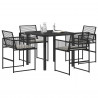 Zestaw do jadalni w ogrodzie 5 pcs Czarny polirattan