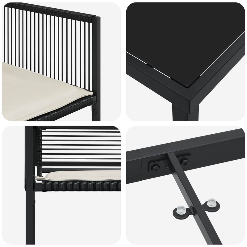 Zestaw do jadalni w ogrodzie 5 pcs Czarny polirattan