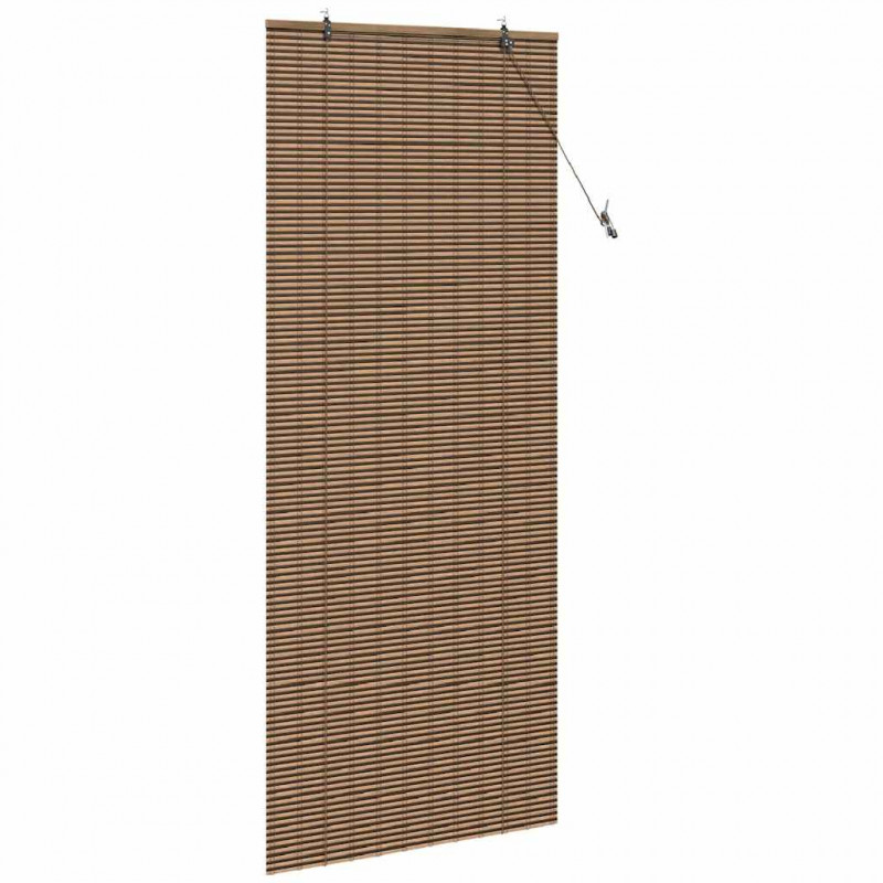 Roleta z zasłonami Brązowy 80 x 220 cm Bambus