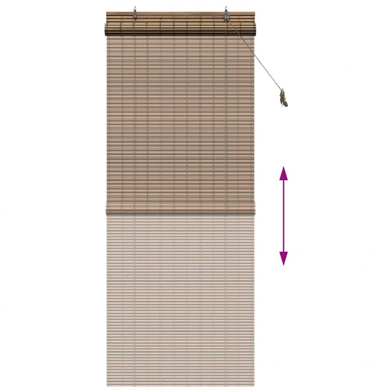 Roleta z zasłonami Brązowy 80 x 220 cm Bambus