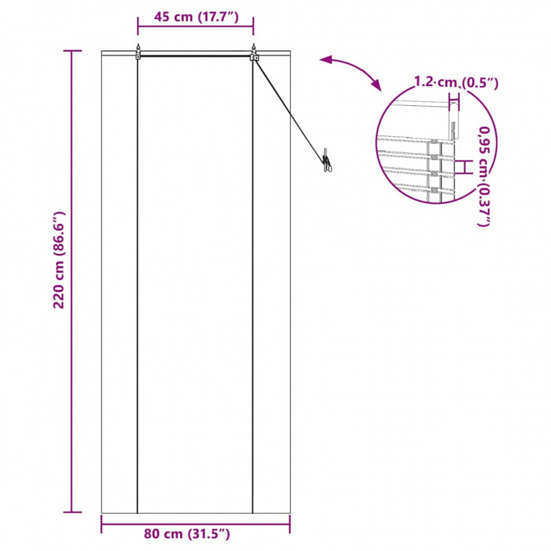 Roleta z zasłonami Brązowy 80 x 220 cm Bambus