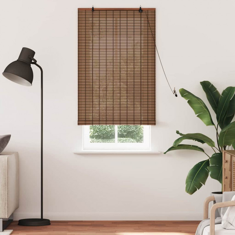 Roleta z zasłonami Brązowy 90 x 220 cm Bambus