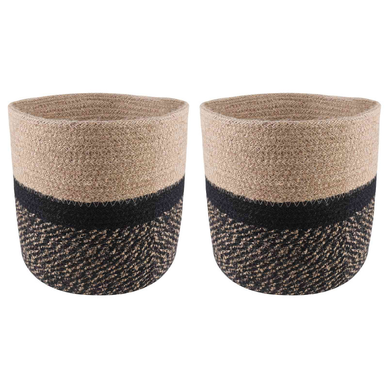 Zestaw doniczek 2 pcs Naturalny i czarny Ø 21 x 21 cm