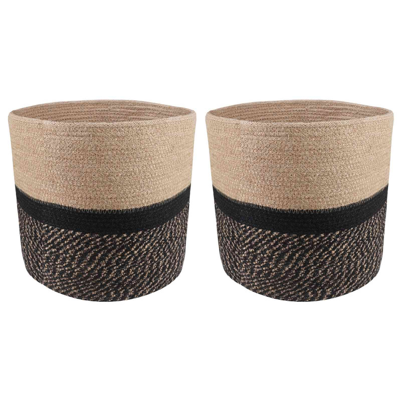 Zestaw doniczek 2 pcs Naturalny i czarny Ø 28 x 28 cm