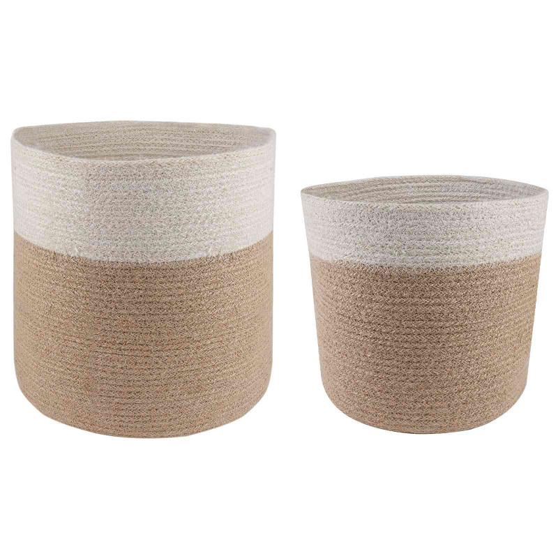 Zestaw doniczek 2 pcs Naturalne i białe Ø 28 x 28 cm