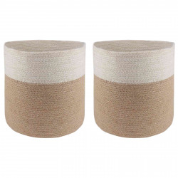 Zestaw doniczek 2 pcs Naturalne i białe Ø 28 x 28 cm
