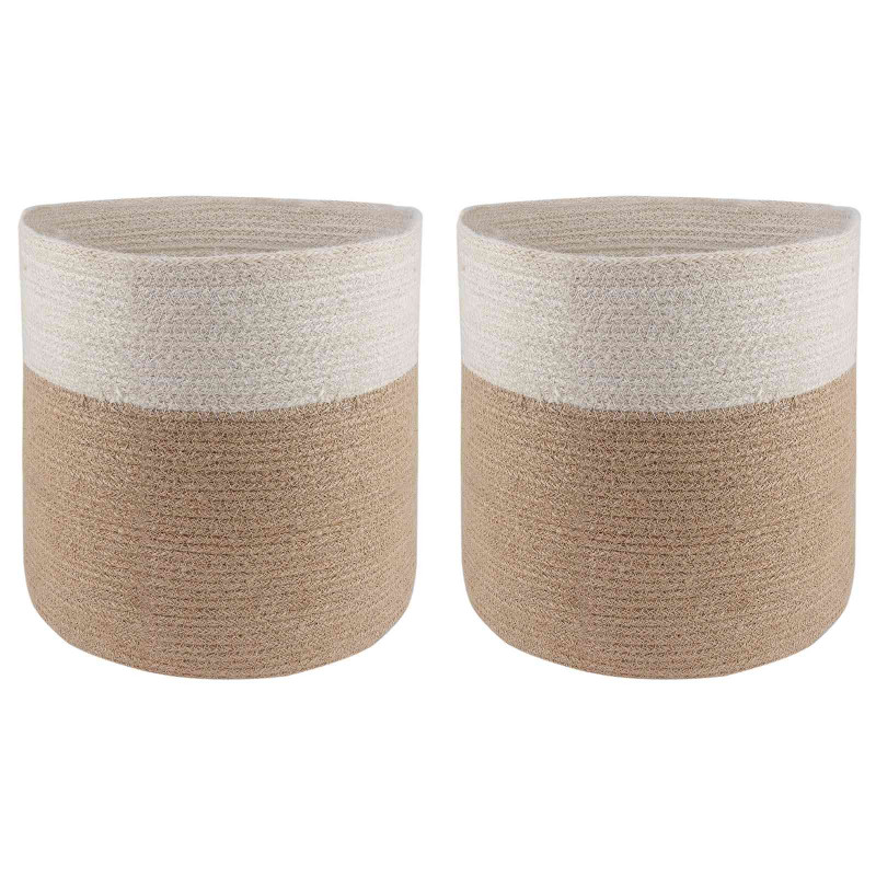 Zestaw doniczek 2 pcs Naturalne i białe Ø 28 x 28 cm
