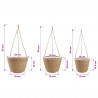Kosze na rośliny z trawy morskiej 3 pcs naturalny Ø26 x 19 cm