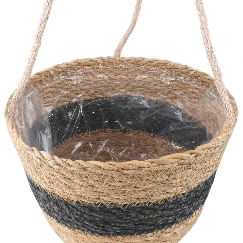 Kosze na rośliny z trawy morskiej 3 pcs Naturalny i czarny