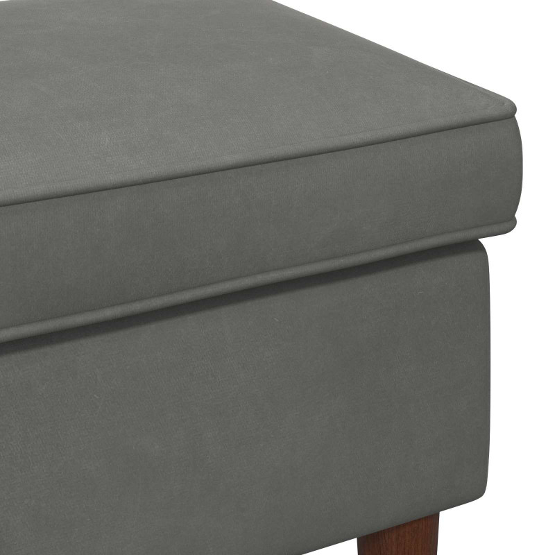 Stołek na Stopy ciemnoszary 55 x 35 x 41 cm Welur