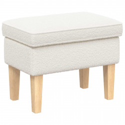 Stołek na Stopy kremowy 55 x 35 x 41 cm Bouclé