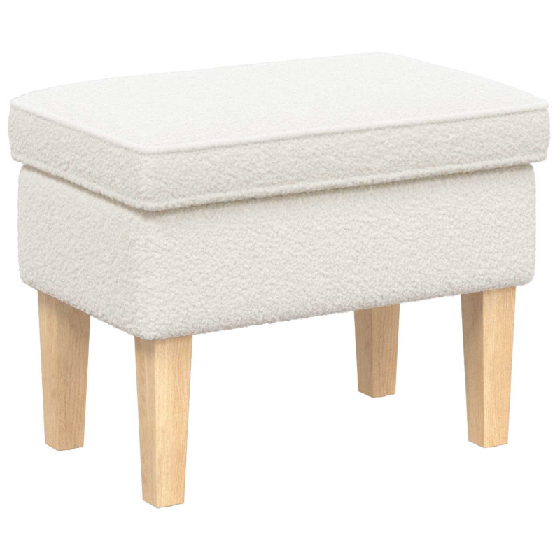 Stołek na Stopy kremowy 55 x 35 x 41 cm Bouclé