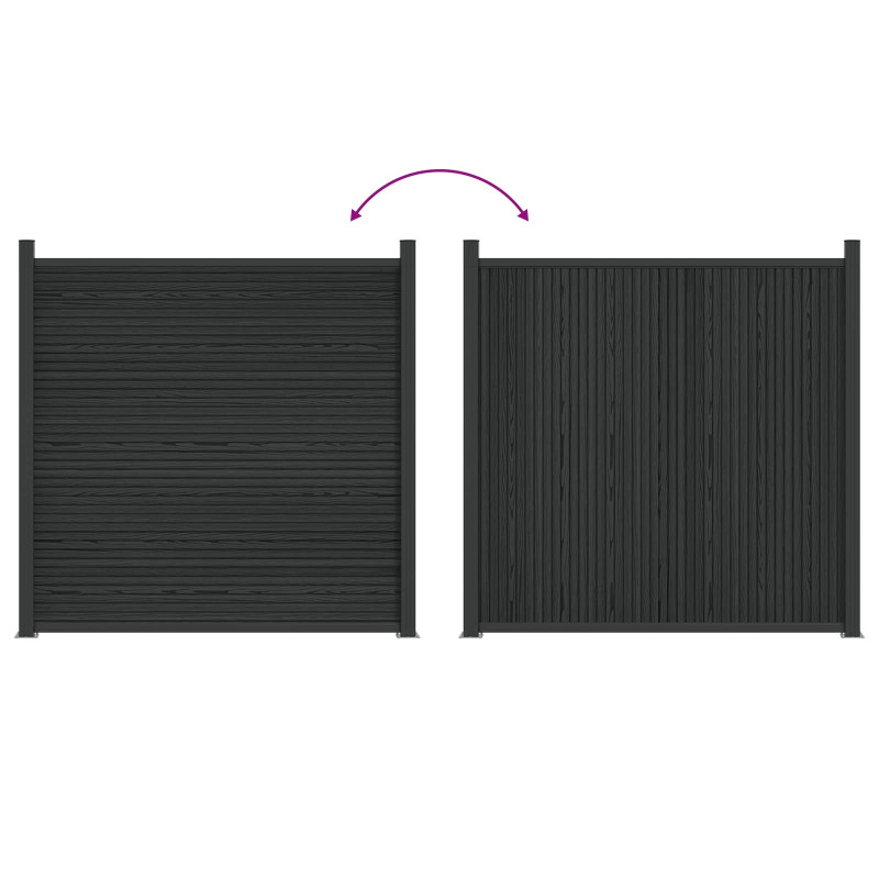 Panel ogrodzeniowy WPC i aluminium Czarny