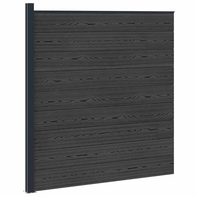Panel ogrodzeniowy WPC i aluminium Czarny