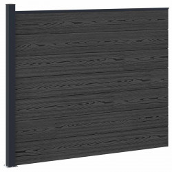 Panel ogrodzeniowy WPC i aluminium Czarny
