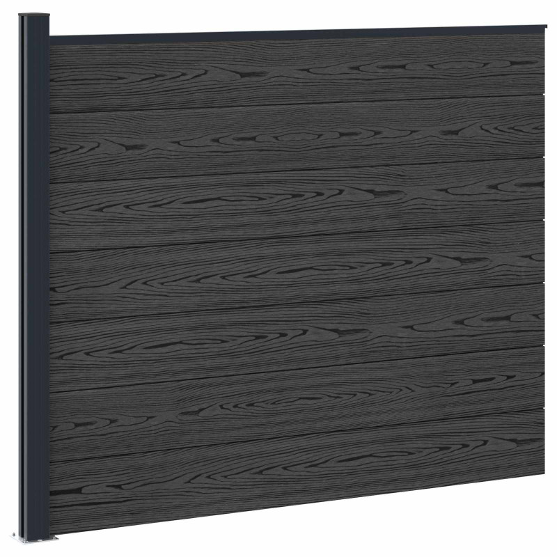 Panel ogrodzeniowy WPC i aluminium Czarny