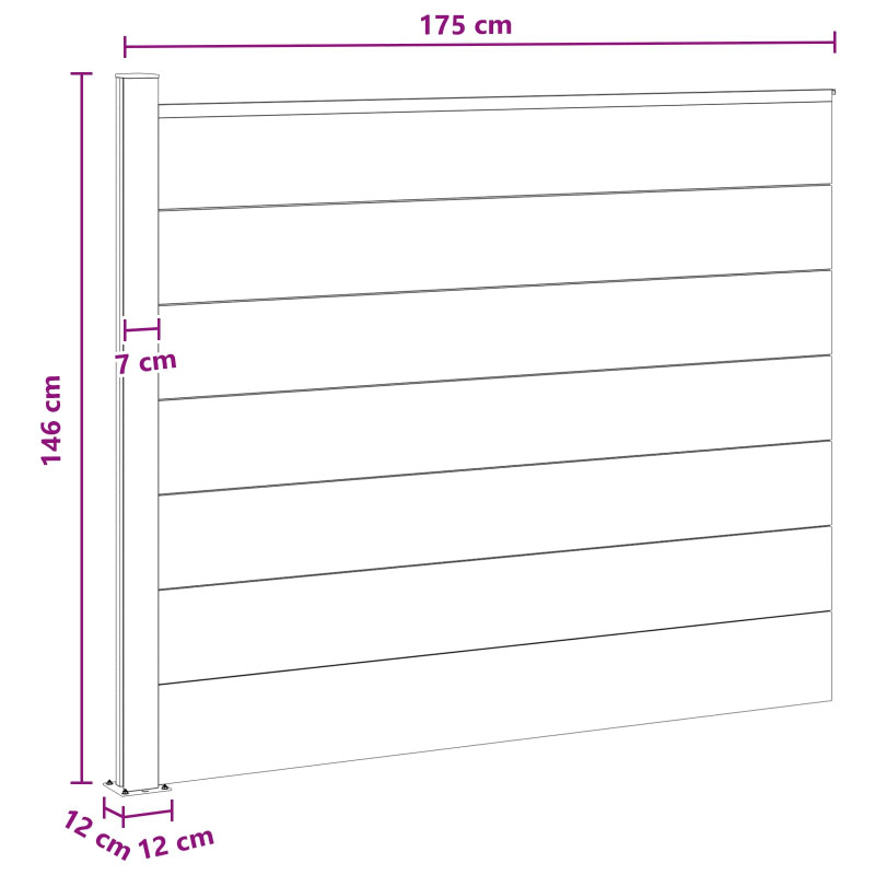 Panel ogrodzeniowy WPC i aluminium Czarny
