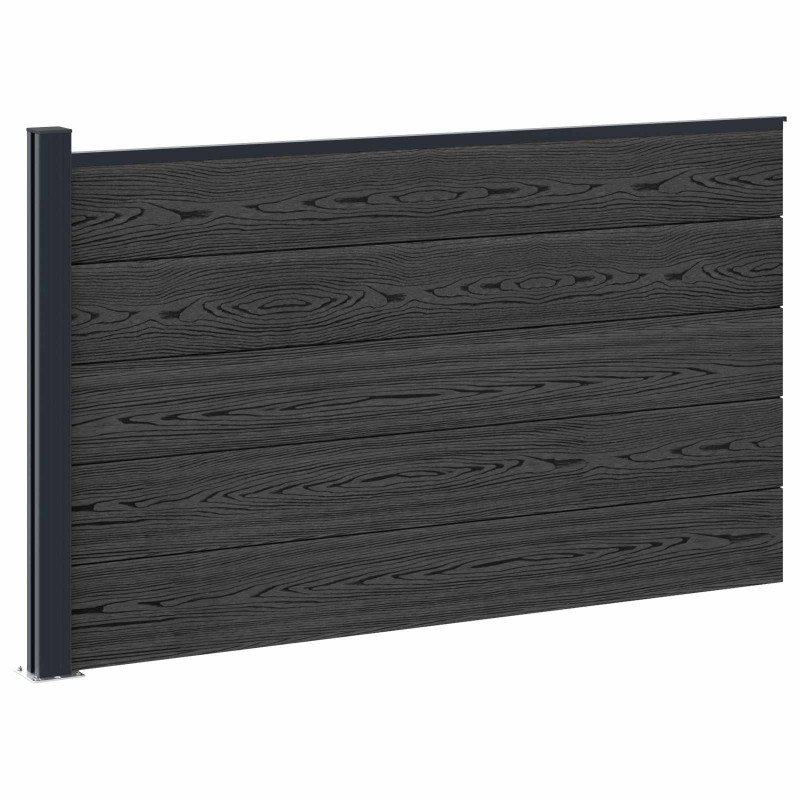 Panel ogrodzeniowy WPC i aluminium Czarny
