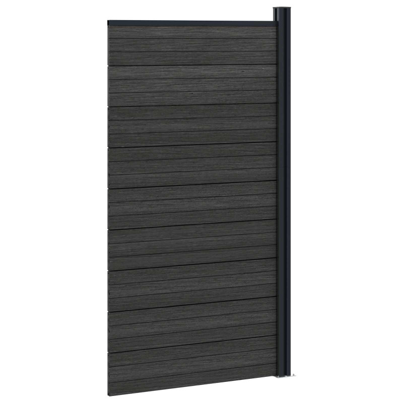 Panel ogrodzeniowy WPC i aluminium Czarny