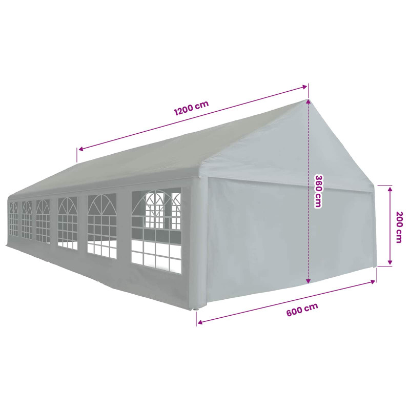 Materiał namiotowy bez stelaża Szary 12 x 6 m PE