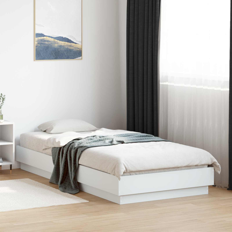 Łóżko z ramą z LED Biały 80 x 200 cm Drewno inżynieryjne