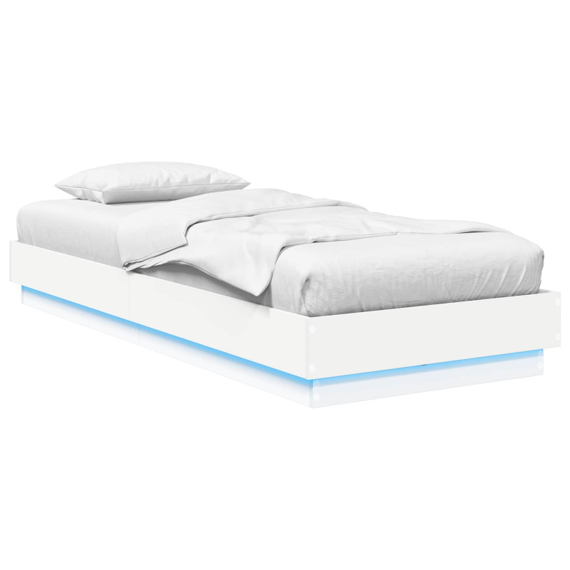 Łóżko z ramą z LED Biały 80 x 200 cm Drewno inżynieryjne